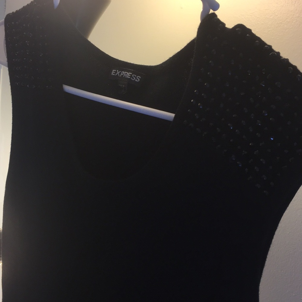 Express Black Tube Dress with Black Rhine Stones
