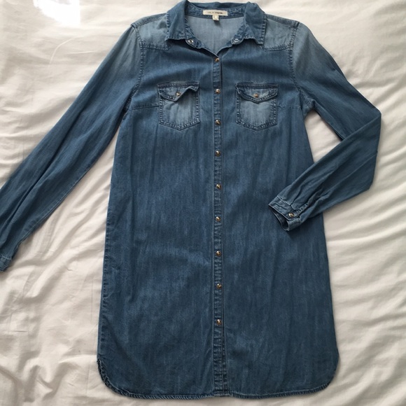 Life In Progress Jean Button up Dress- Like New - Picture 1 of 4