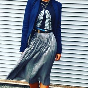 Metallic Pleated Skirt