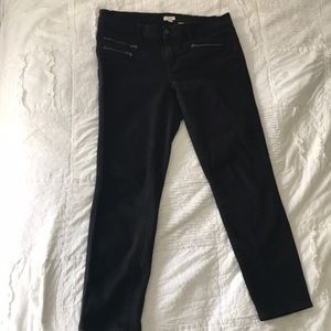 Black J. crew Jeans with front zipper detail