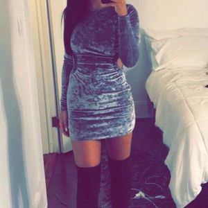 Fitted Grey Velour Dress