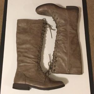 JustFab Tan Lace Up Boots