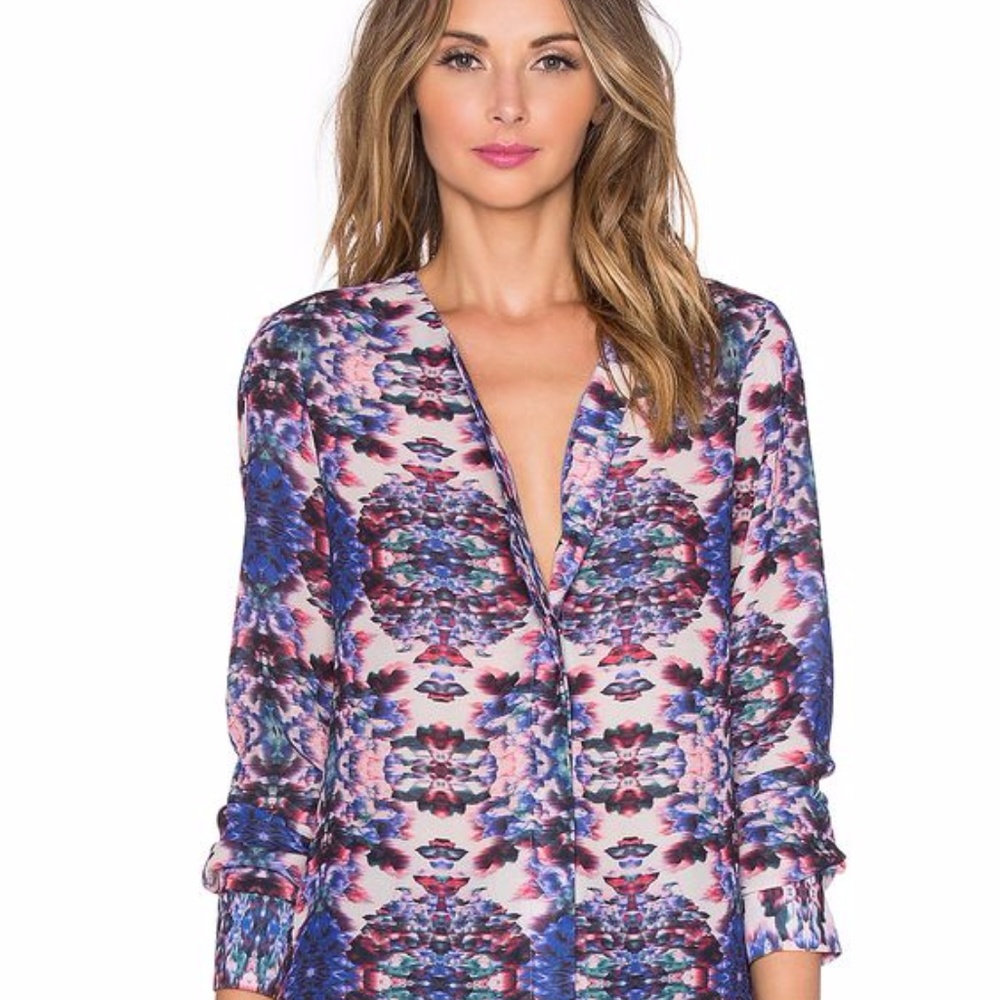 Sam Edelman Devon Long Sleeve Print Blouse