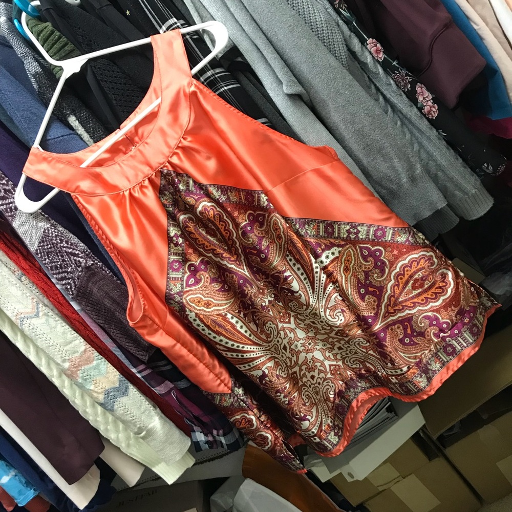 Bright Orange & Pink silky halter top Lane Bryant