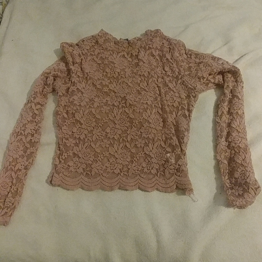 Pink lace crop top