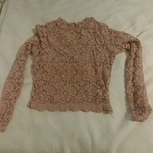 Pink lace crop top