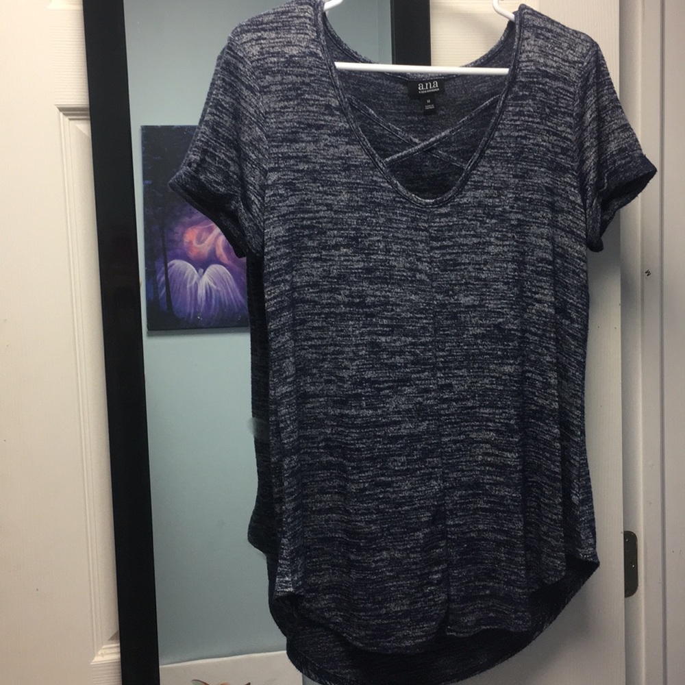 Navy criss crossed T shirt