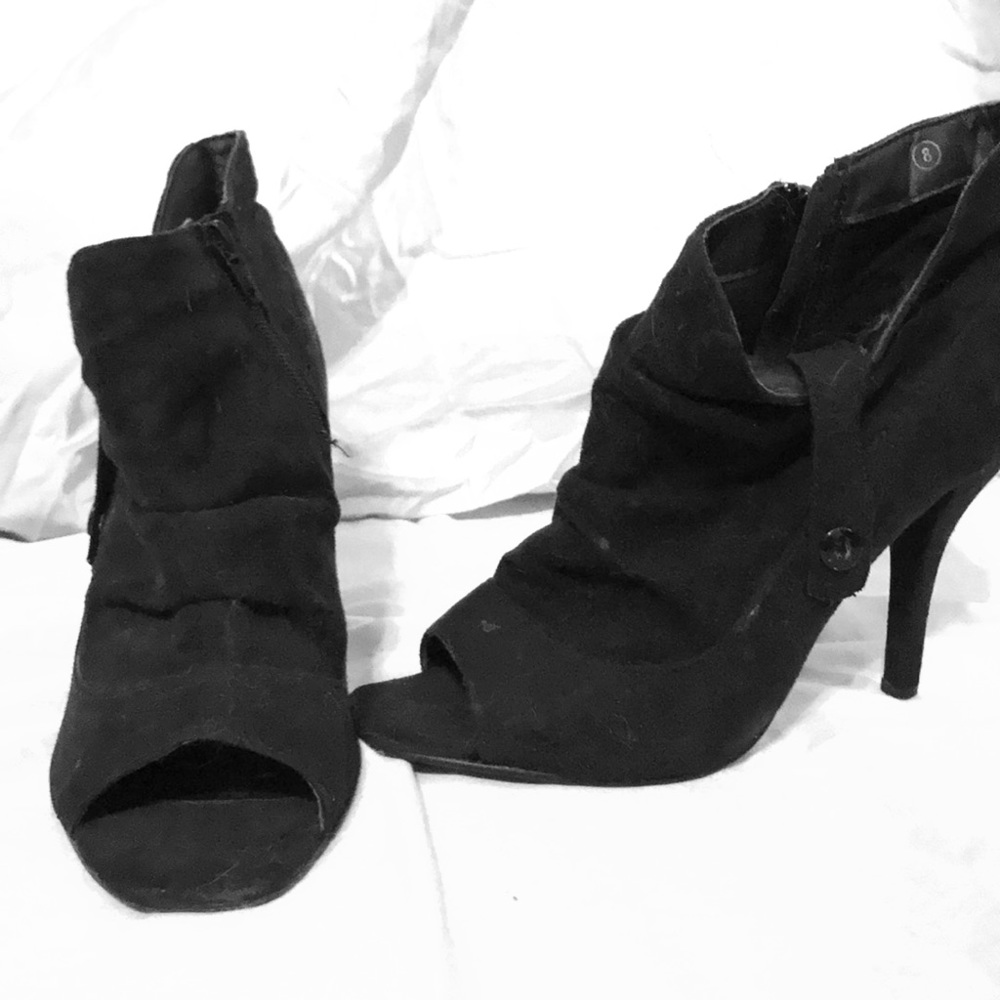 Black Peep Toe Booties