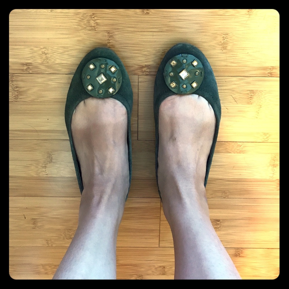 NWOT embellished Loft suede ballet flats