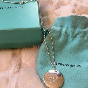 Tiffany & Co. Alphabet (J) disc charm and chain