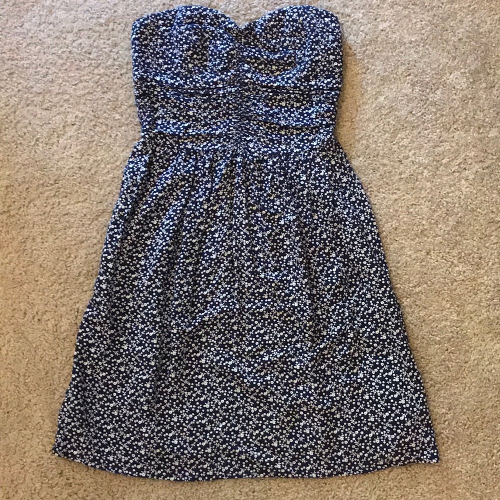 Blue and white flower mini dress