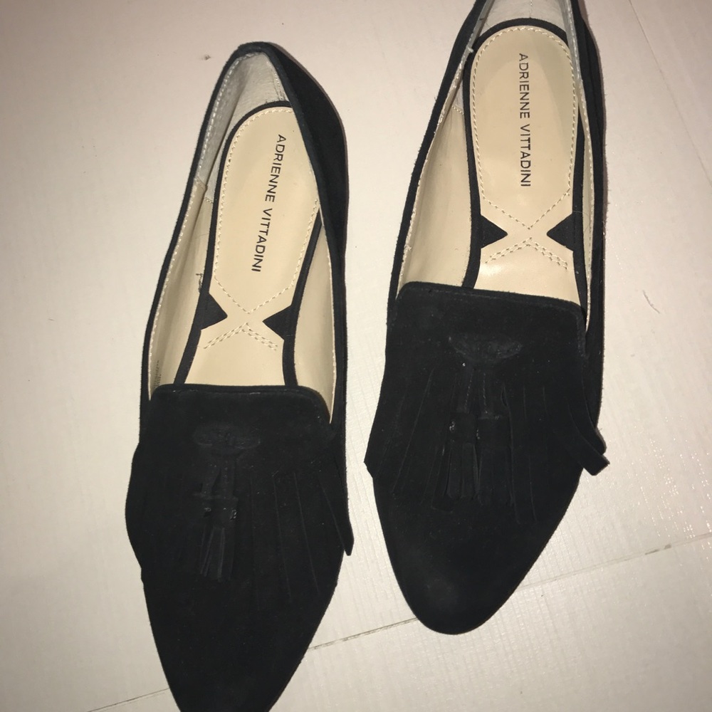 Adrienne Vittadini black suede flats