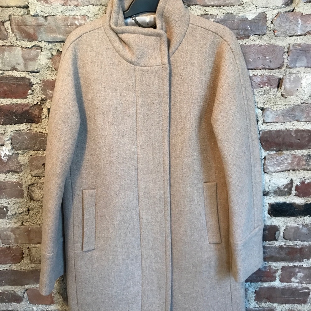 JCrew beige cocoon wool coat.