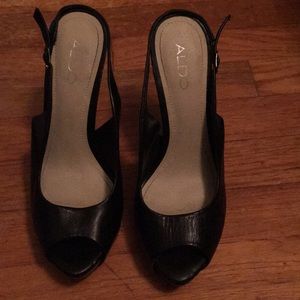 Black peep toe heels