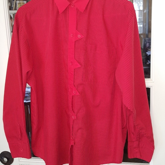 Red blouse with black pinstripes - Picture 2 of 3