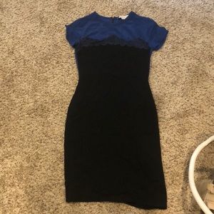 Stella McCartney blue and black lace midi dress