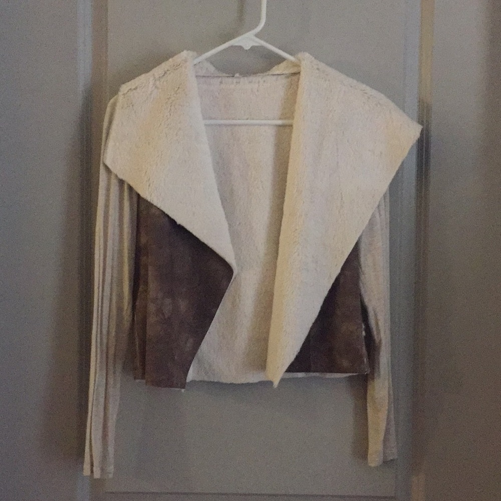 Brown and off white soft jacket