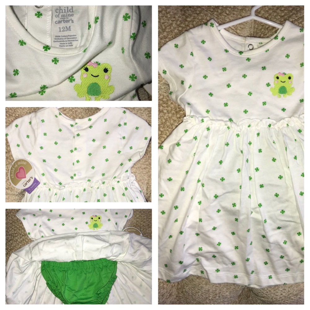 Carter’s 12m Frog & four leaf clover dress