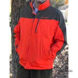 Marmot PreCip Jacket - Orange/Gray Sz L