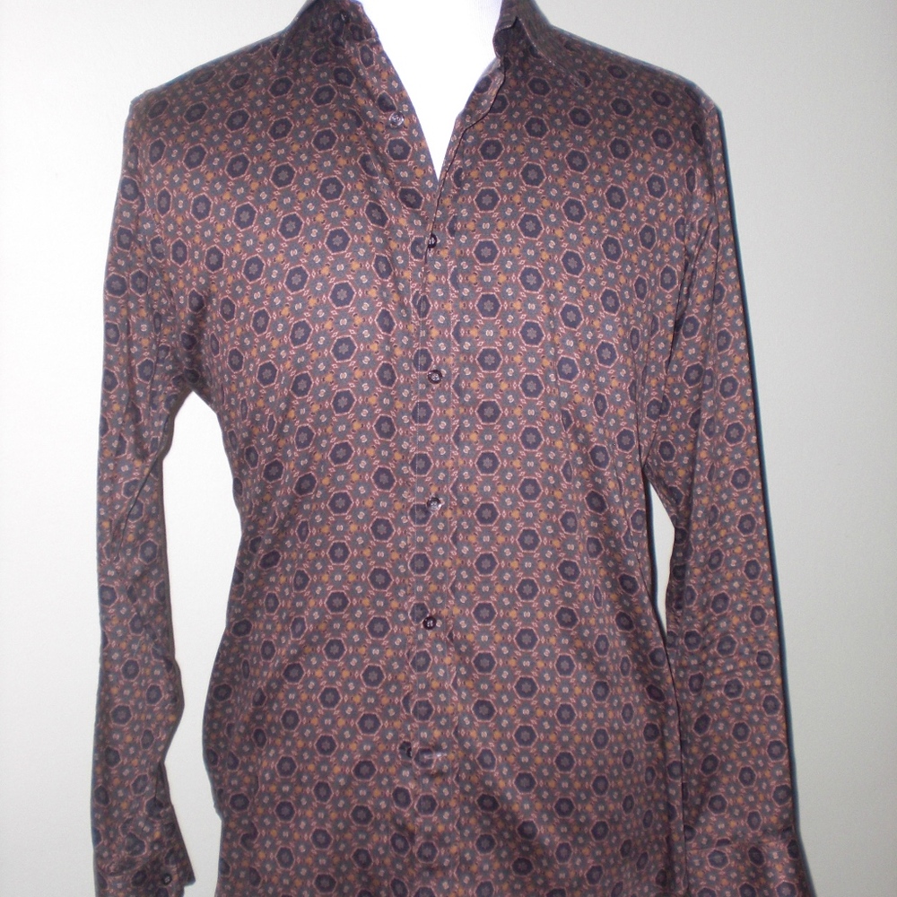 *SOLD!* ETRO brown autumn leaf geometric shirt, 41