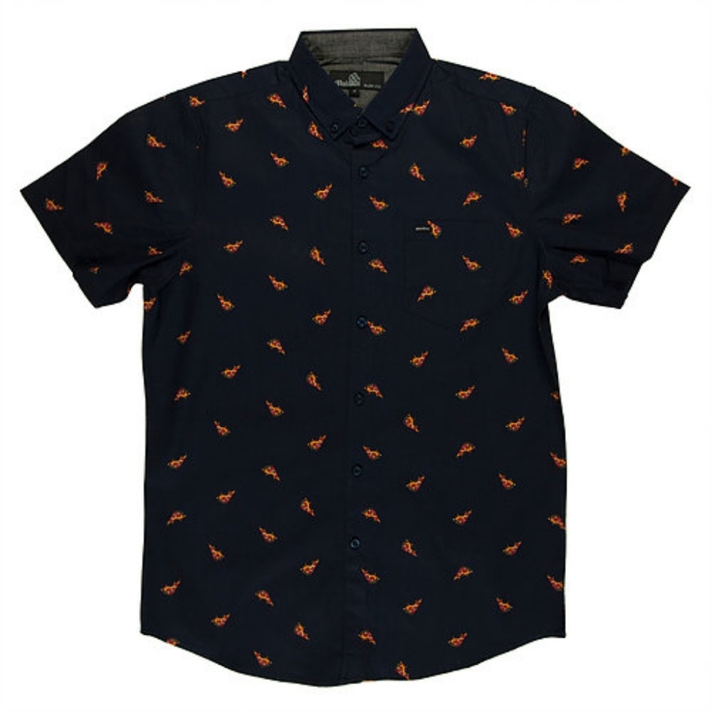 Navy blue pizza button down