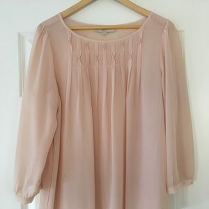 Romantic Flowy Blush-Colored Sheer Top