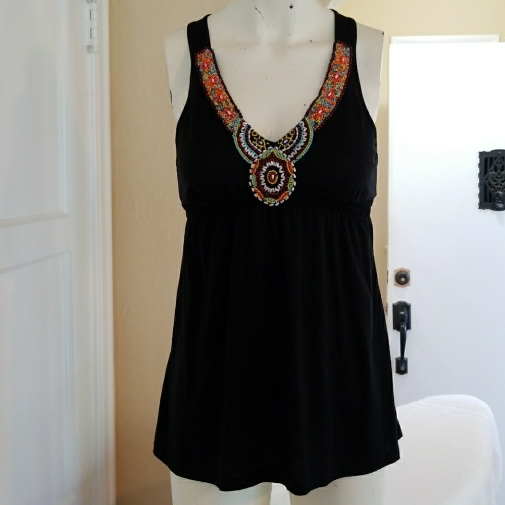 Racerback tank with bead detail