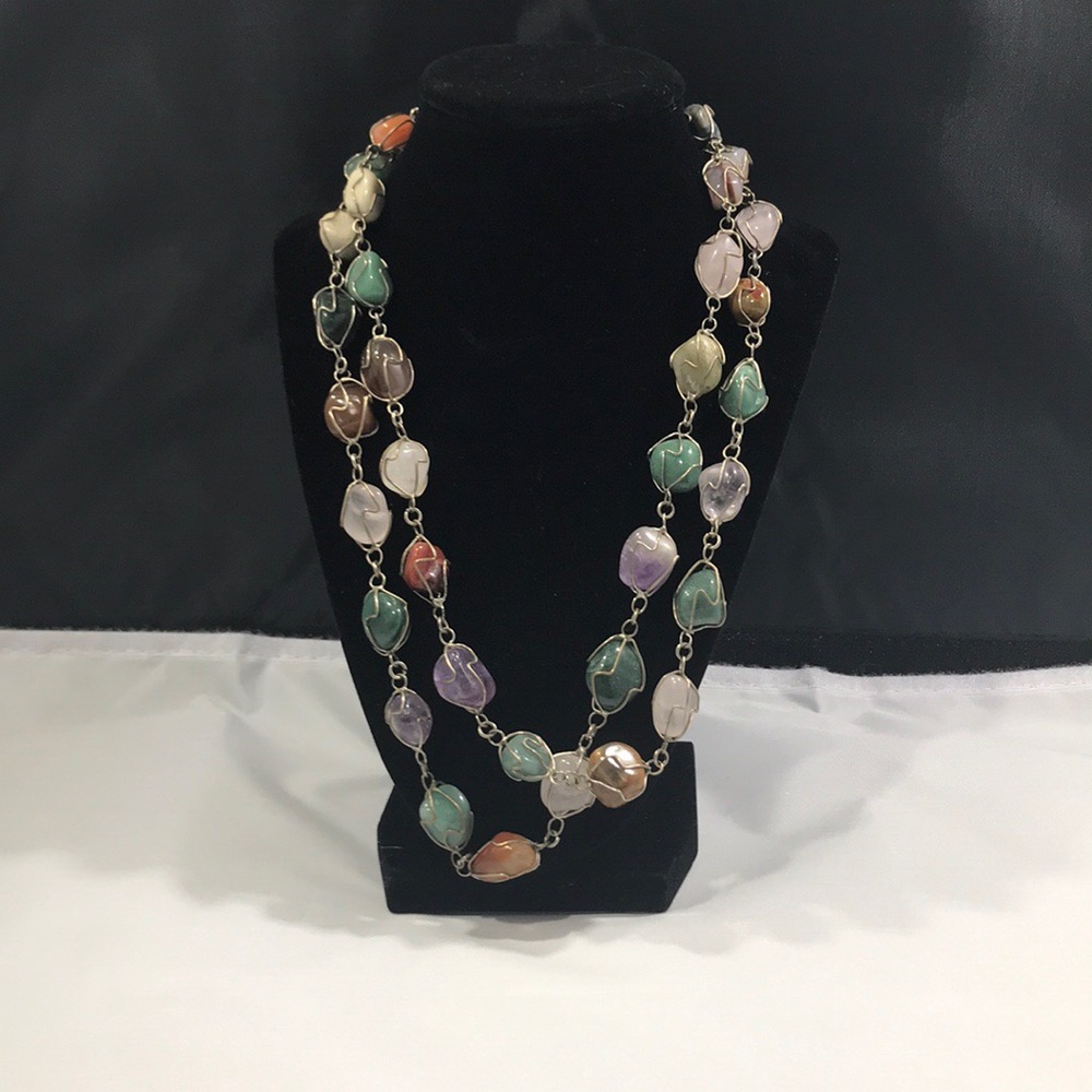 REAL gem .925 sterling silver wrapped necklace