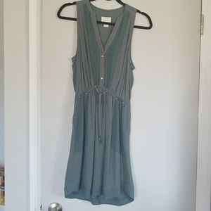 Anthropologie green drawstring dress