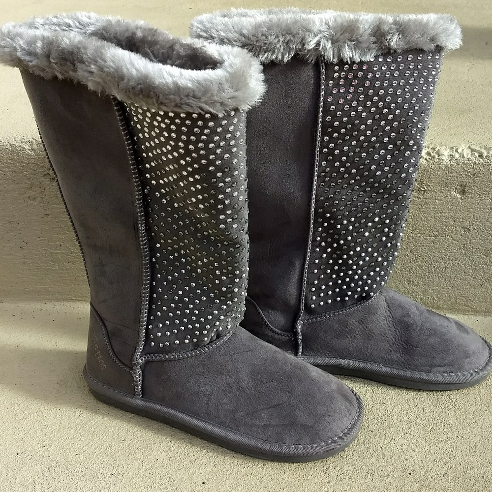 Grey rhinestone boots!