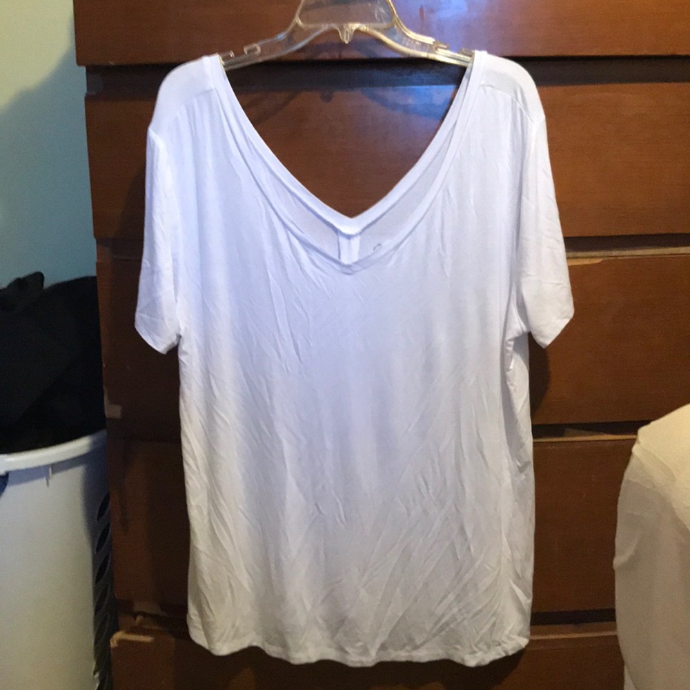 White v-cut shirt