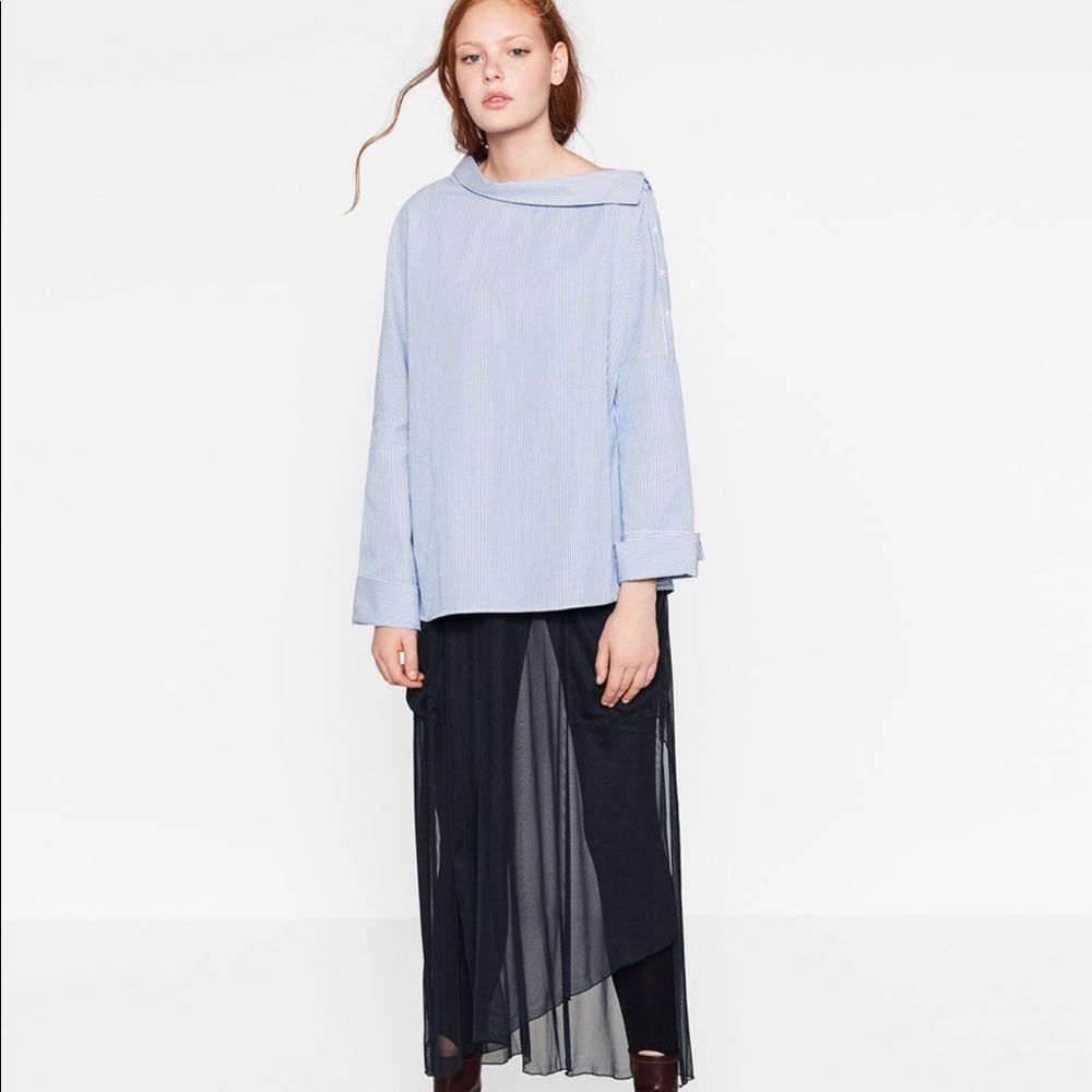 Zara Striped top with wide Cuffs
