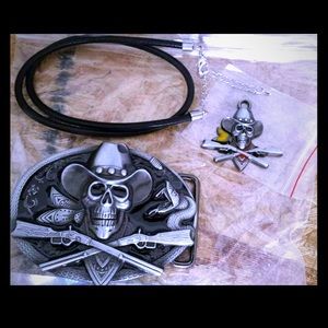 🤠BUNDLE - Belt Buckle cord necklace & pendant