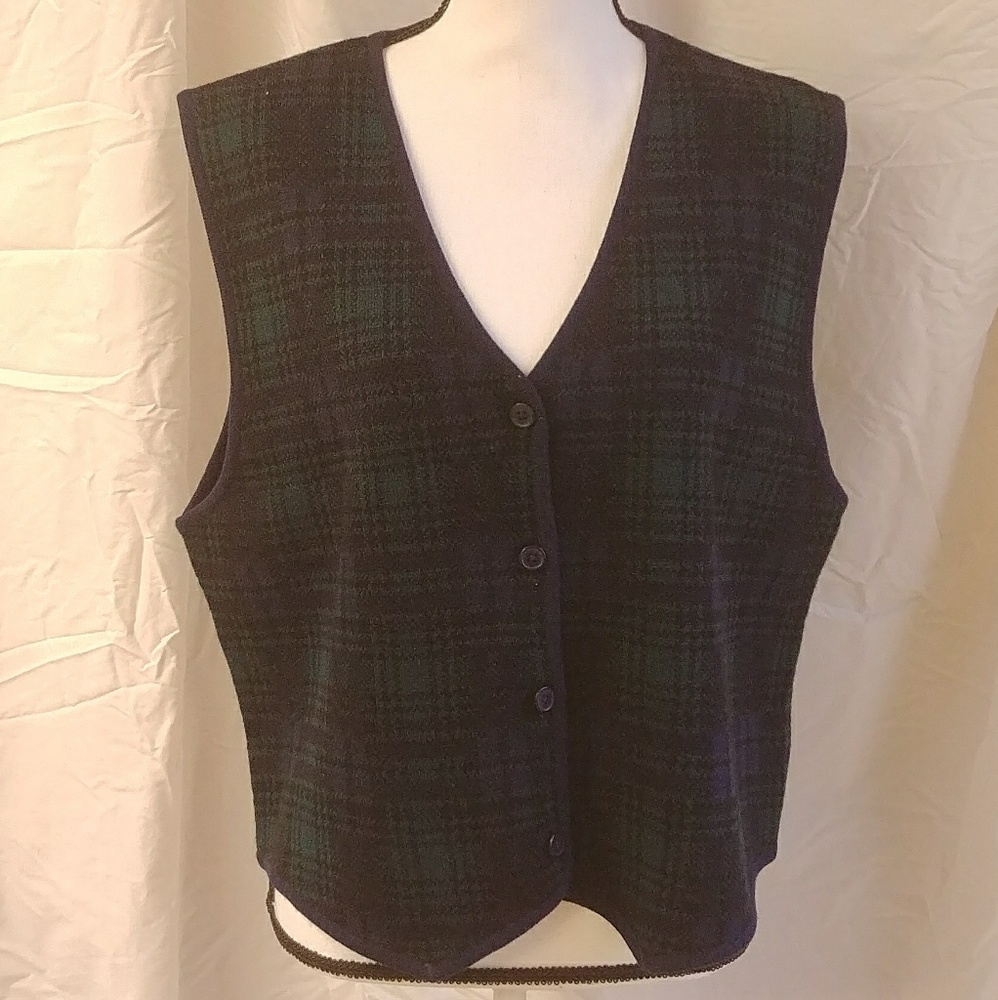 1X just for women sweater vest plus blue plaid
