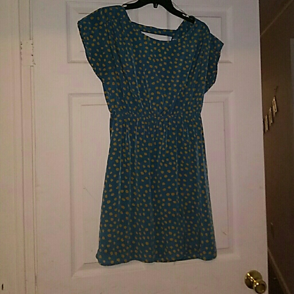Teal and Mustard polka dot dress