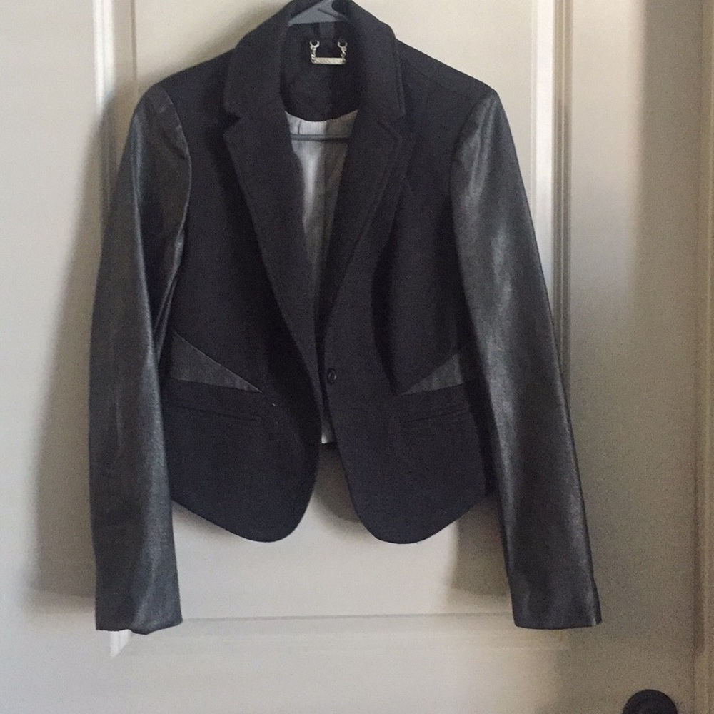 Black blazer with leather details