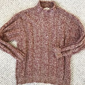 J. Crew 90s Marled Textured Red Tan Sweater