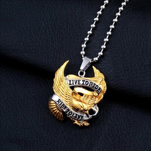 “Live To Ride, Ride To Live” Men’s Biker Pendant - Picture 4 of 8