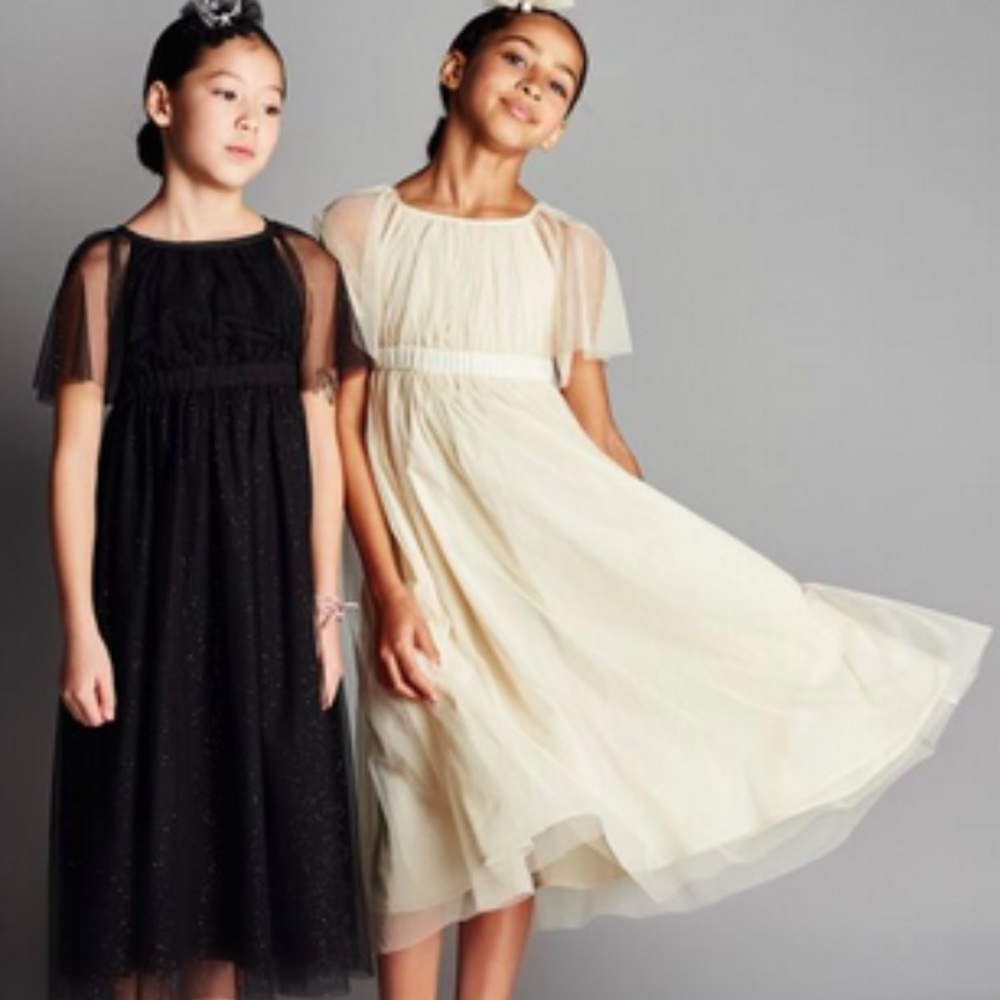 Girl's Ivory/Gold Sparkle Dress