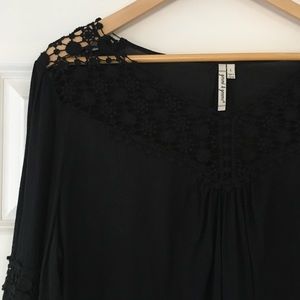 Black Boho Peasant Top
