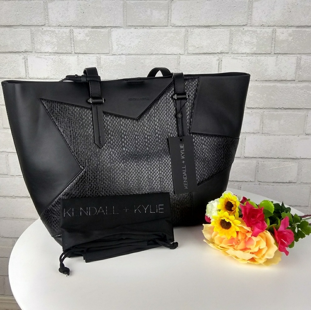 NWT Kendall & Kylie Star Snake Black Tote