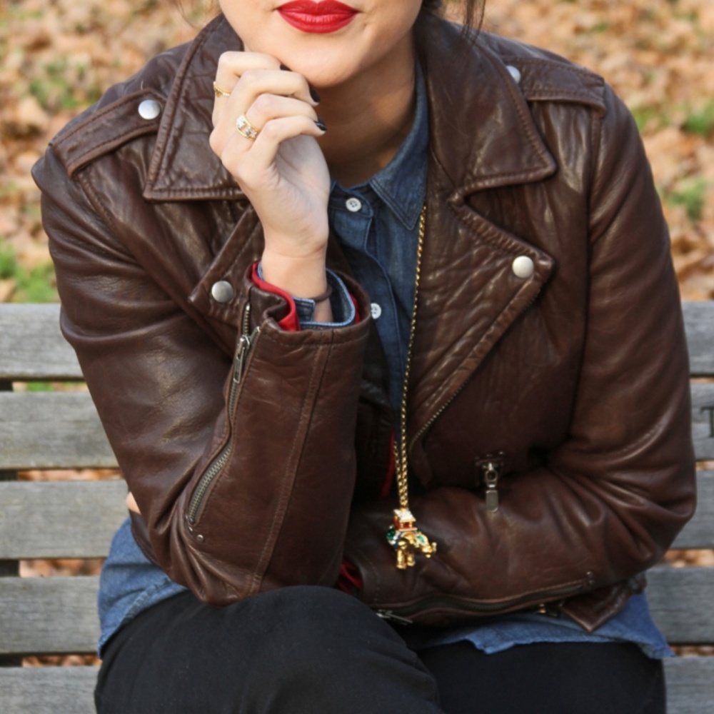 Zara real leather jacket