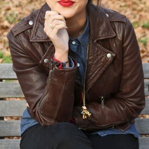 Zara real leather jacket