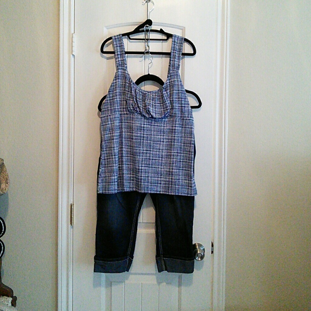 Blue and White Tank Top
