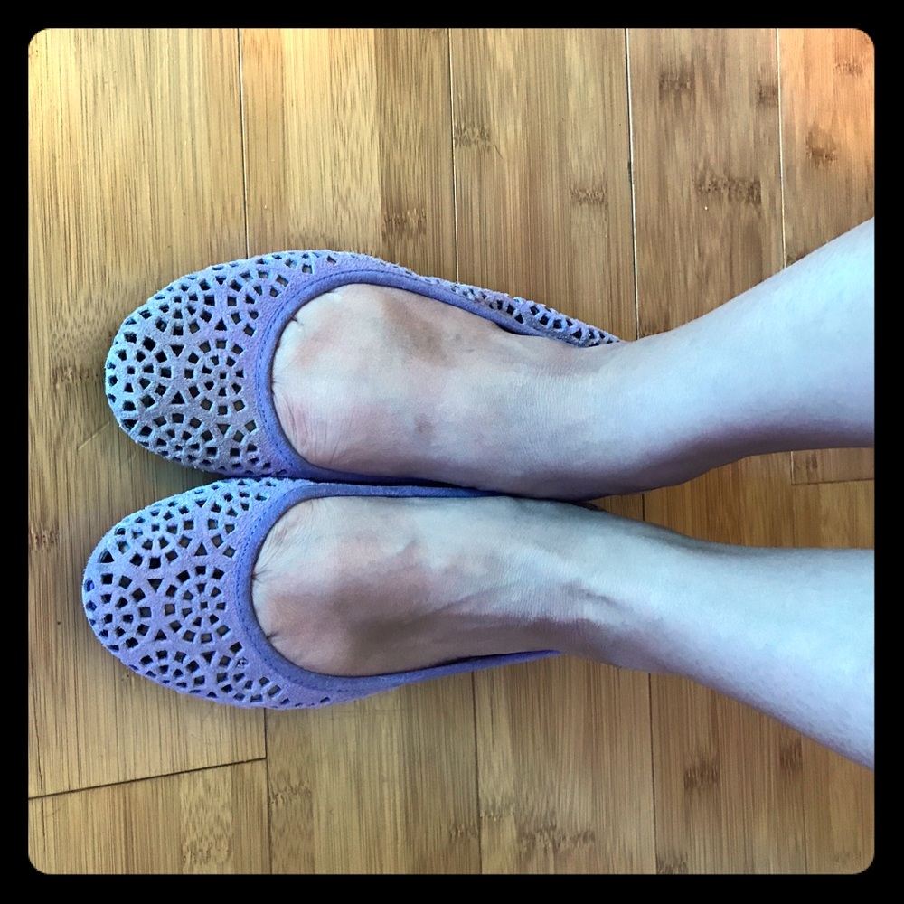 Suede cutout ballet flats