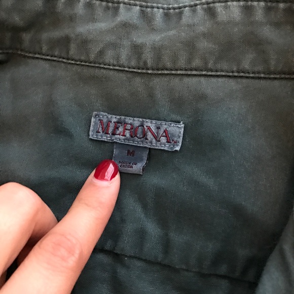 Men's green short sleeve button down - Picture 2 of 5