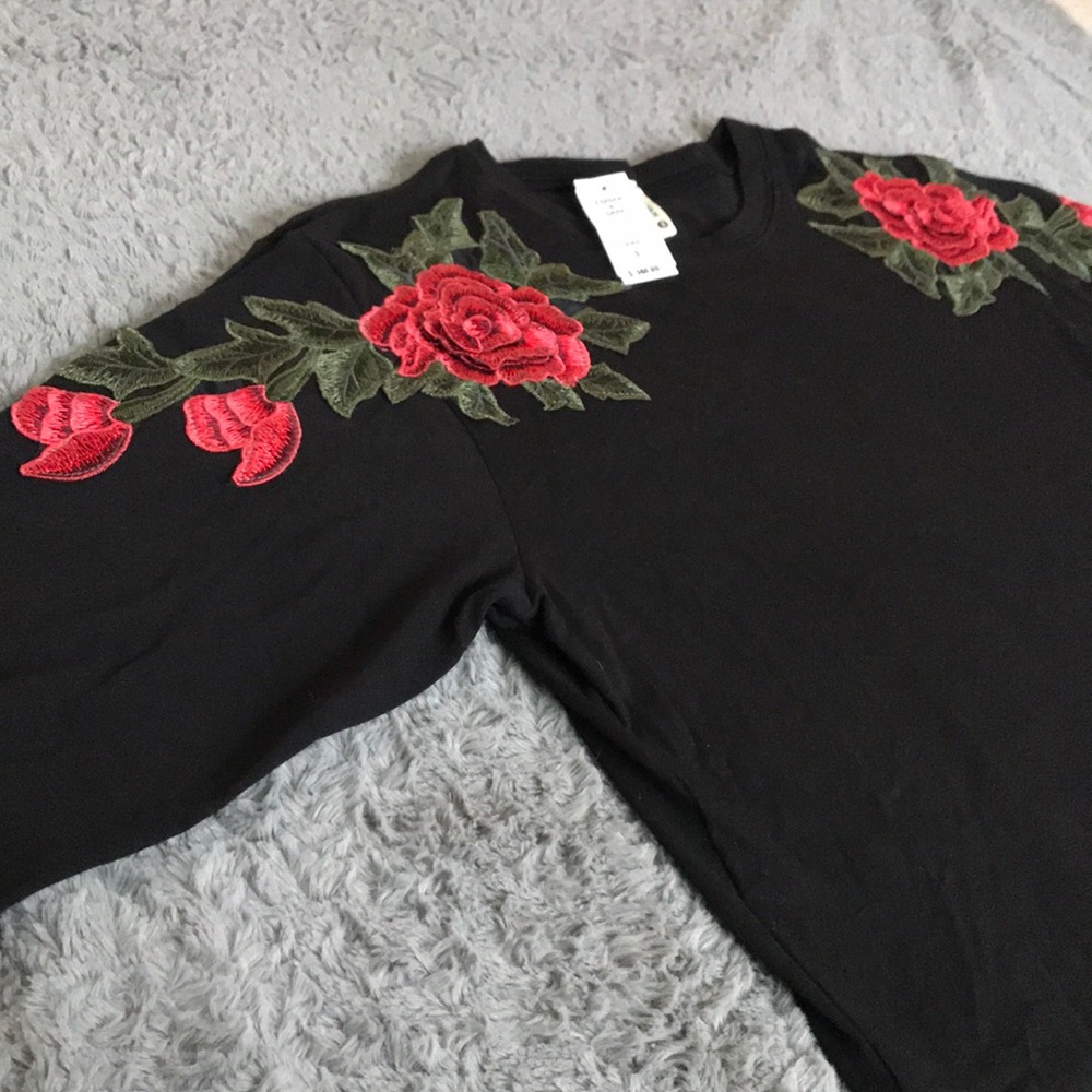 Emma and Sam Rose Appliqué Long Sleeve Shirt