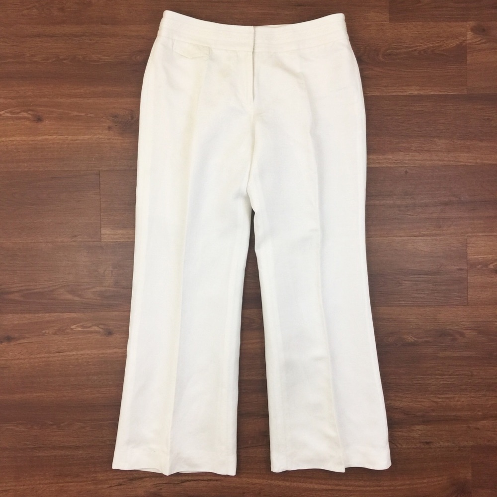 White House Black Market White Flare Linen Pants