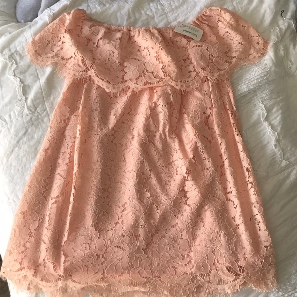 Peach Lace Off Shoulder Dress