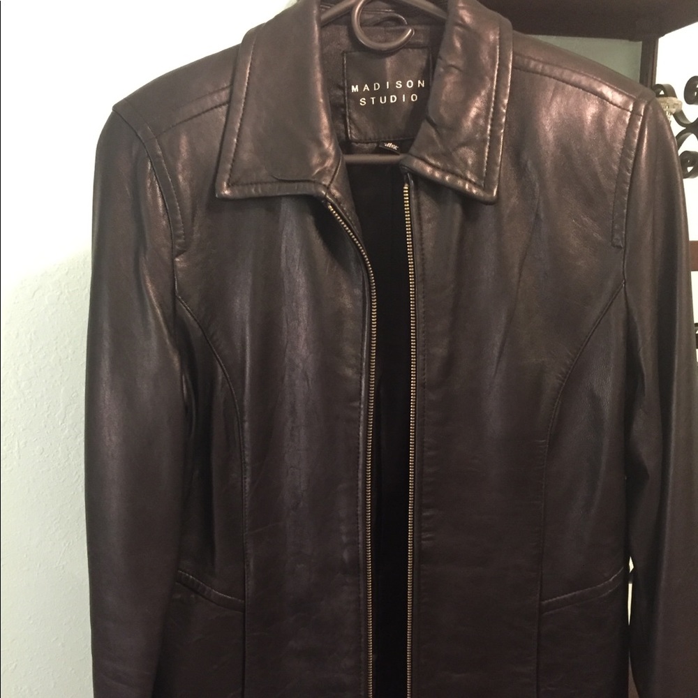 Black 100% leather jacket. EUC